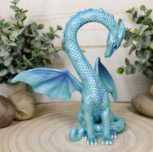 Ebros 5.5" Tall Valentine Cupid Love Blue Dragon Figurine - Romantic Male Dragon Collectible for Dungeons and Dragons