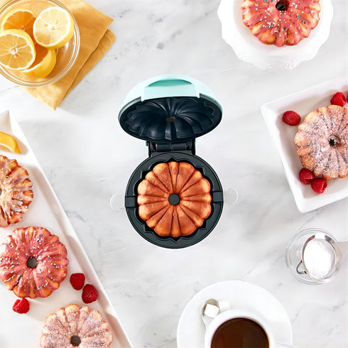 Cake Maker, Mini Donut Maker, Waffle Maker, Non-stick Surface, Double-sided Heating, Azure