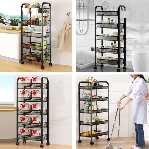 YESBAY 5 5-Layers) Fruit Vegetable Basket for Kitchen, Tier Fruit Vegetable Storage Basket, Stackable Metal Mesh