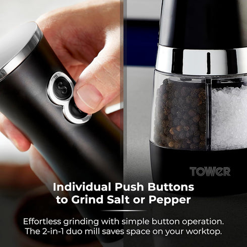 Tower Duo Electric Salt/Pepper Mill - Black