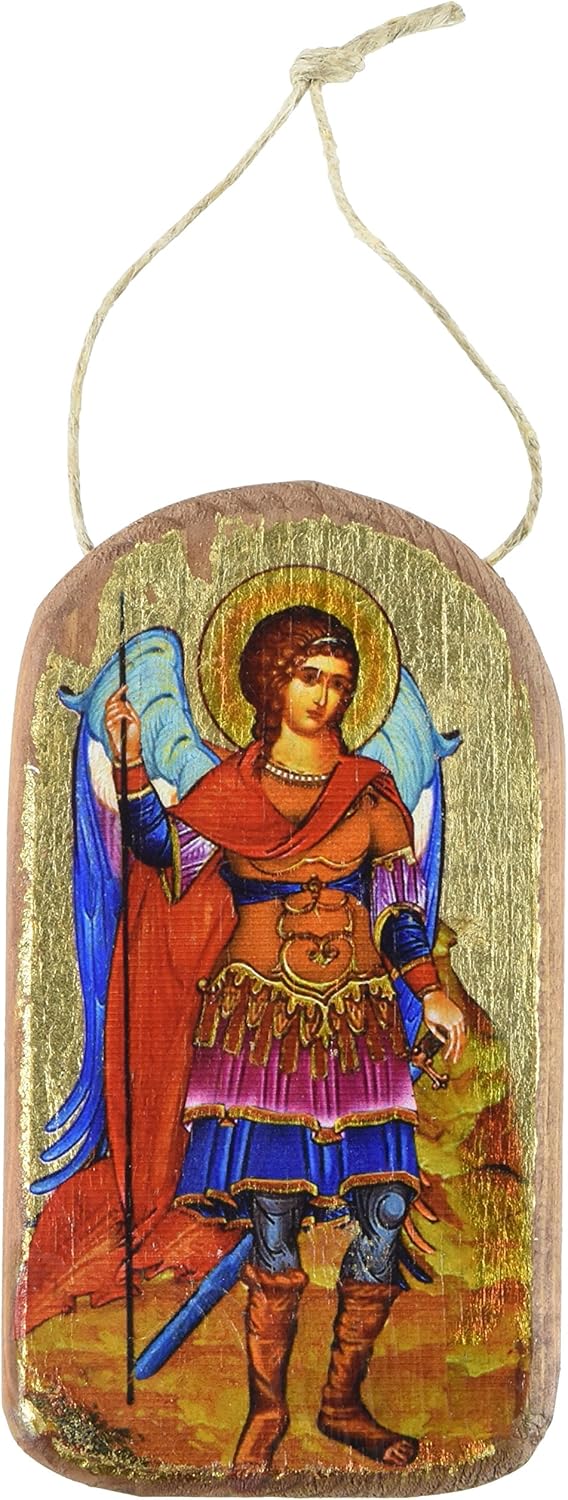 G. Debrekht Saint Michael The Angel Wooden Greek Christian Orthodox Wood Icon Ornament, 87022