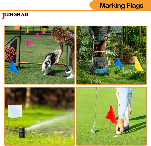 White Marking Flags for Lawn, 50 Pack Yard Flags, 4x5x15 Inch for Invisible Fence and Surveying