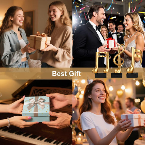Blltzzz 3 Pcs Music Note Sculptures,Handmade Modern Musical Decoration Table Centerpiece Statue for Piano Bookshelf