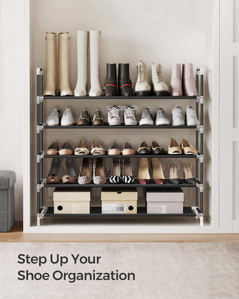 5-Tier Closet, ULSH55H SONGMICS Shoe Rack, Shoe Storage for Hallway Slim and Space-Saving, Metal Frame, Non-Woven