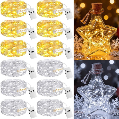 12Pack Fairy Lights with Timer, 7ft 20 LED Twinkle Light Battery Operated