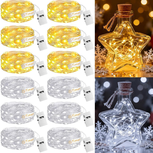 12Pack Fairy Lights with Timer, 7ft 20 LED Twinkle Light Battery Operated