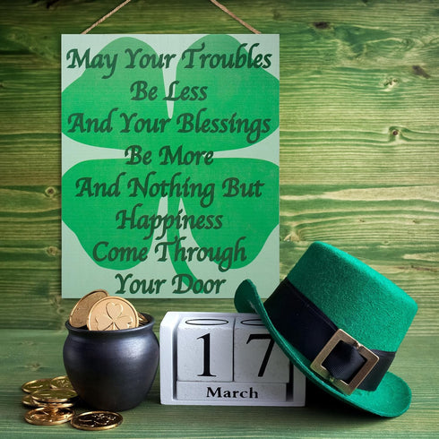Irish Blessing Wooden Sign Wall Art, May Your Troubles Be Less, Irish Gifts & Prayer Home Decor