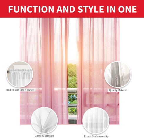Sapphire Home White Sheer Curtains - 2 Panels Set, Light Filtering Textured Drapes, 84 Inches Length for Living Room,