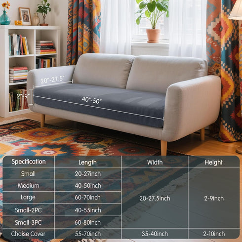 Hokway Stretch Couch Cushion Covers - Sofa Seat Cushion Slipcover Protector, Medium, Gray