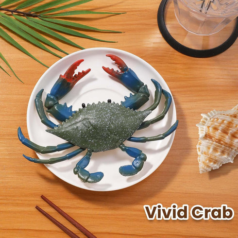 6 Inch RAYNAG Fake Plastic Blue Crab, Simulated Sea Animal Crab Figurine for Aquarium, Home Party Decor