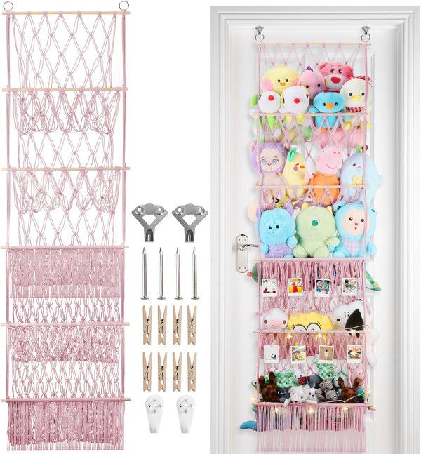 5 Tier Stuffed Animal Storage Shelf Net, 17x61 Inch Large Plushie Net