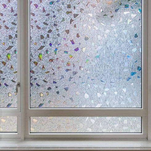 LEMON CLOUD 3D Rubble Design Decorative Window Film, Frosted Glass Static Cling for Glass Door Home (17.5 x 78.7 Inch)