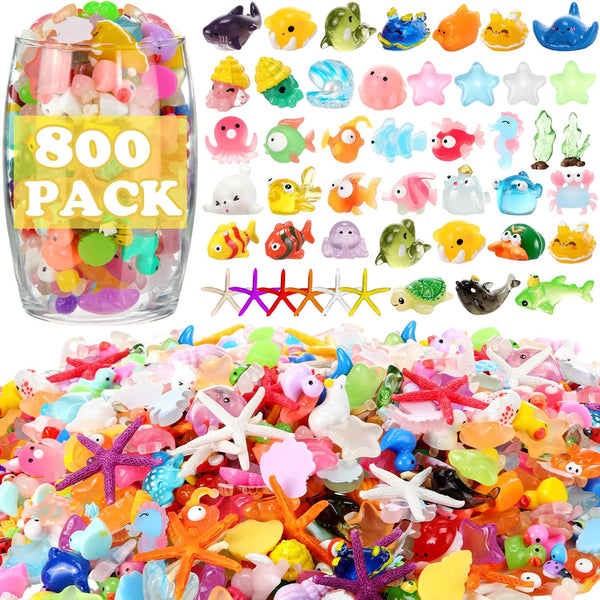 Barydat 800 Pcs Mini Resin Animals Figures Bulk Miniature Garden Accessories for
