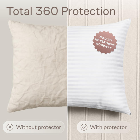 Set of 4 King Size Pillow Protectors with Zipper, 100% Resistant to Stains, Dust & Dirt, Washable Covers