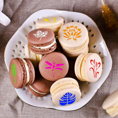 Konsait 20 Pack Cake Stencil Templates - Reusable Baking Painting Journal Mold Tools for DIY Craft Decor