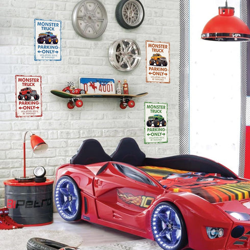 4 Pcs Monster Truck Parking Only Wall Decor for Boys, Monster Jam Only Violators Will Be Smashed Wall Room Door Signs