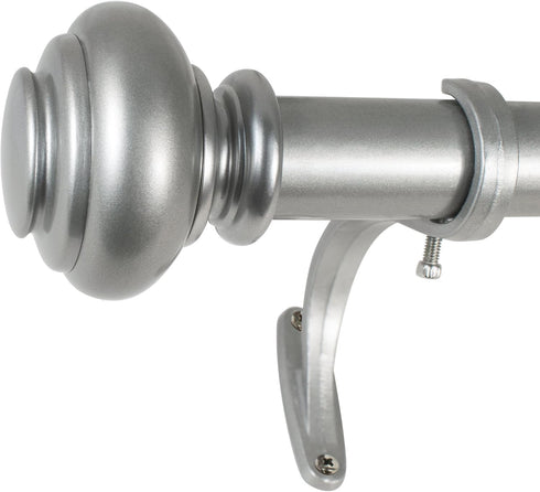 Decopolitan 1-Inch Urn Single Window Treatment Rod Set, 36 to 72-Inch, Antique Silver