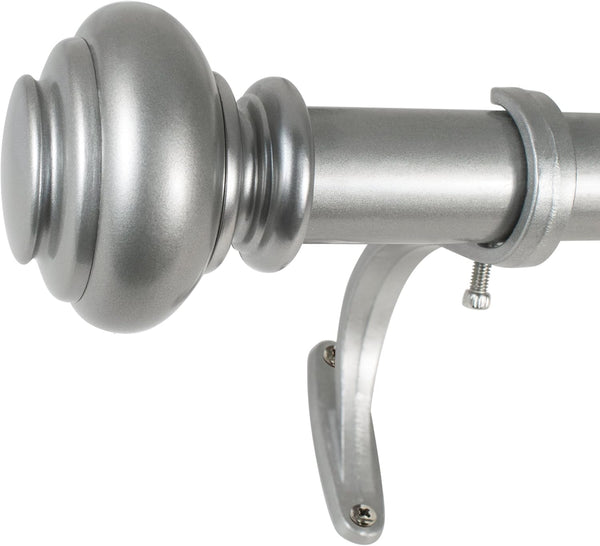 Decopolitan 1-Inch Urn Single Window Treatment Rod Set, 36 to 72-Inch, Antique Silver