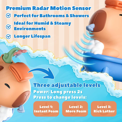 IP7 9.5oz/280ml, UNEEDE Capybara Hand Soap Dispenser, Automatic Touchless Foaming with Advanced Sensor, Waterproof