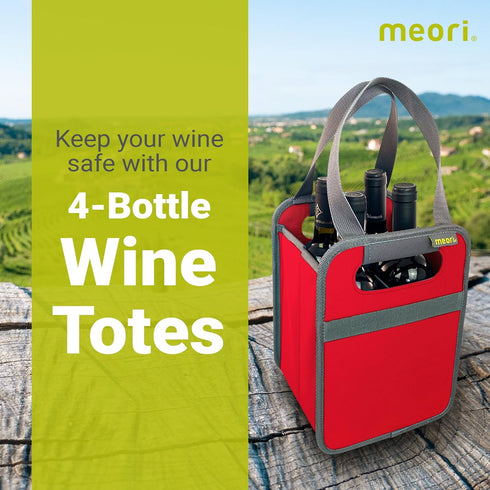 4 Meori Collapsible Drink Tote Bag, Bottle Bag, Tear-Resistant Reusable Drink Carrier, Foldable Portable Carrier, Gift
