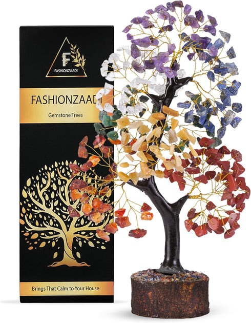 FASHIONZAADI 7 Chakra Tree of Life with Crystals and Healing Stones - Positive Energy Decor and Spiritual Gifts for