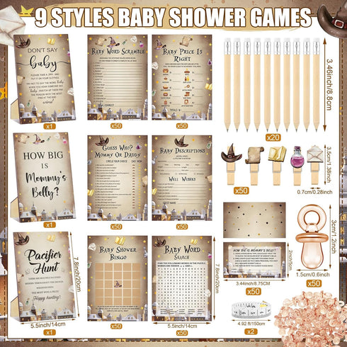 476 6 Sets 50 Mommy's 50 2 50 Sherr Magical Wizard Baby Shower Games Activities Card Pacifier Hunt Game Pacifier How