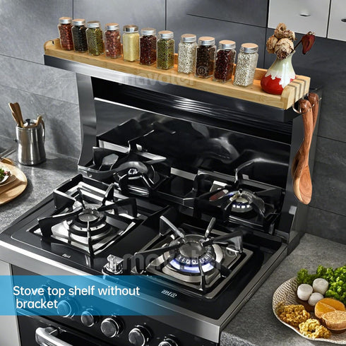 6 33.5 4.5 13.4 MAVOTER Over The Stove Top Shelf for Kitchen Bamboo Spice Rack Organizer for Back of Stove