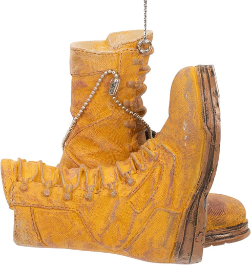 Midwest-CBK Army Boot Military Brown Resin Stone Christmas Decorative Hanging Ornament, 3 x 3