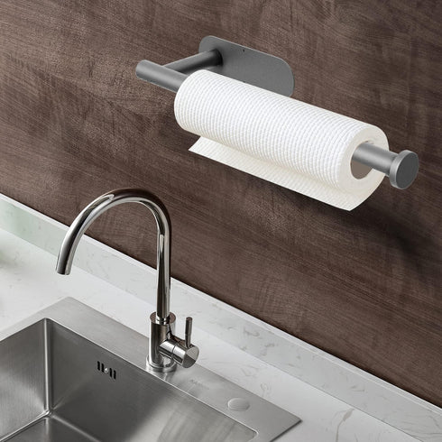 13 inch 1) DEKAVA Under Cabinet Wall Mount Paper Towel Holder, Self-Adhesive Bar, Stainless Steel (Grey
