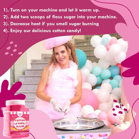 Under the Sun Products Package 2ct-(Pink Raspberry)-3lb (2ct-3lb Cotton Candy Floss Sugar of Vanilla and Blue Each