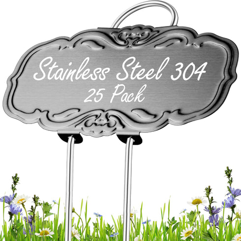 Gottinfurt Updated Metal Plant Labels for Garden, 25 Pack Stainless Steel DIY Plant