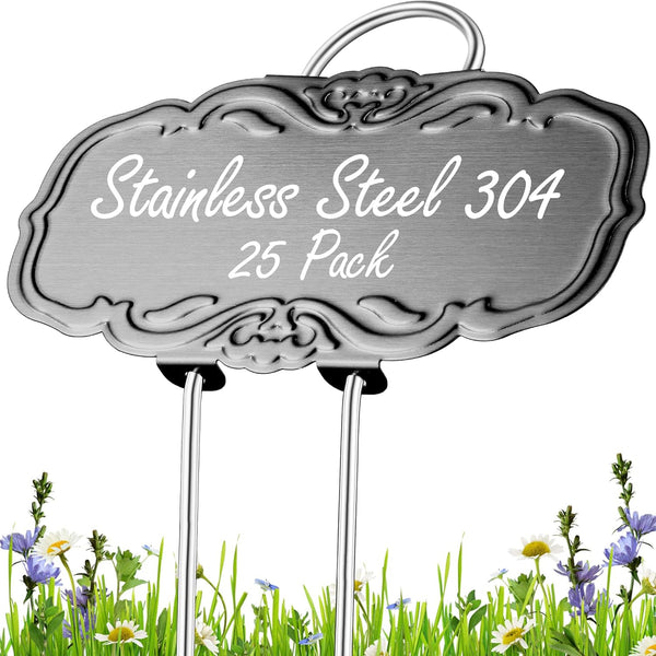 Gottinfurt Updated Metal Plant Labels for Garden, 25 Pack Stainless Steel DIY Plant