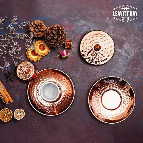Set Set 2 7oz Turkish Coffee Turkish Coffee Maker w/ Cups, Sugar Dish, & Copper Pot (Cezve) Traditional Gifts for Latte