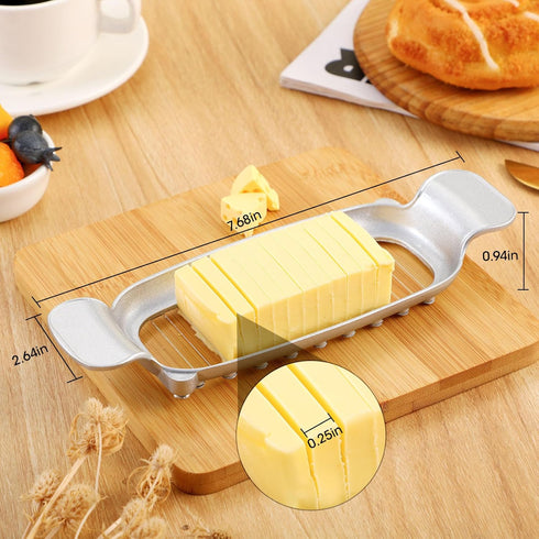 Stainless Steel Butter Slicer Cutter with Ergonomic Handle, Metal Butter Stick Slicer for Single Stick Butter, Wire