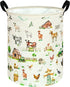 ACMUUNI Farm Pattern 19.7 Inch Round Laundry Clothes Hamper Laundry Basket with Handles,Storage