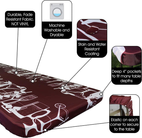 In the Breeze 8001 Happy Hour Drinks Fitted Tablecloth, 30 Inch x 72 Inch