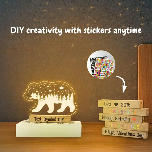 Personalized Night Light for Baby Kids, Custom DIY Name Bear Led Lamp for Girls Boys, Customized Name Night Lights Gift