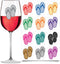 Drink Markers - Wine Glass Decals, Wine Clings, Flip Flops, Set of 12