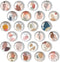 24Pcs 1.2in Round Crystal Glass Refrigerator Magnets, Cute Line Drawing Flower Magnets for Fridge and Locker