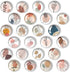 24Pcs 1.2in Round Crystal Glass Refrigerator Magnets, Cute Line Drawing Flower Magnets for Fridge and Locker