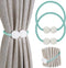 PINOWU Magnetic Curtain Tiebacks Clips - Window Tie Backs Holders for Home Office, Classic Design (1 Pair, Aqua)