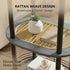 3 Tier Round Side Table with Storage, Oval End Table with Rattan Shelf & Metal Basket - Boho Nightstand, Accent Table