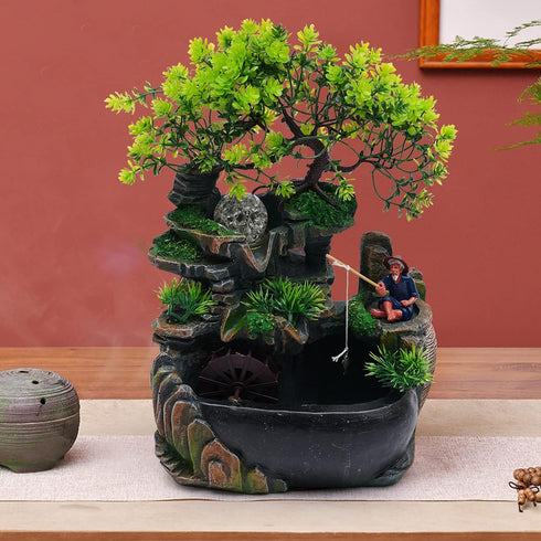 Gdrasuya10 Desktop Fountain Waterfall Decor, Water Feature with Colour Changing LED Lighting