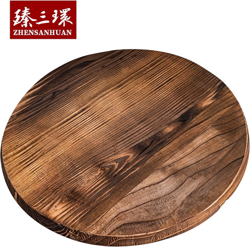 ZhenSanHuan Natural Wooden Wok Lid/Cover, Lightweight Handcrafted Kitchen Accessory, 36cm/14inch