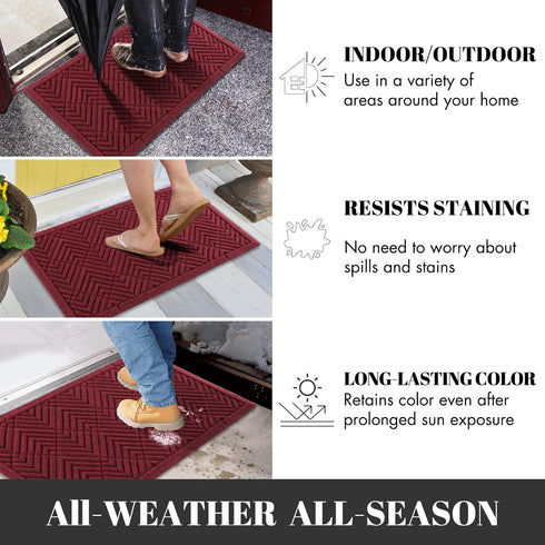 Yimobra Door Mat Outdoor Entrance - Heavy Duty Non-Slip Front Doormat for Home Entrance, 29.5 x 17 Inch, Wine Red
