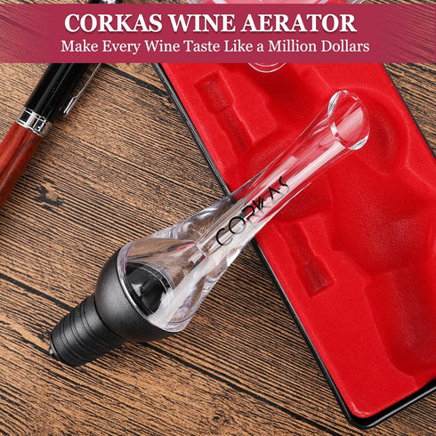 CORKAS Professional Quality Wine Aerator Pourer, 2-in-1 Aerator and Decanter Spout, No-Drip or Spill