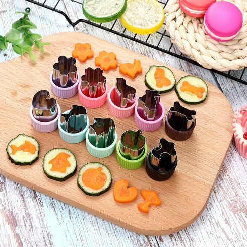 Vegetable Cutter Shape Set - Mini Cookie Cutters for Decorating Food, Children's Baking Accessories (20PCS+20Fork)