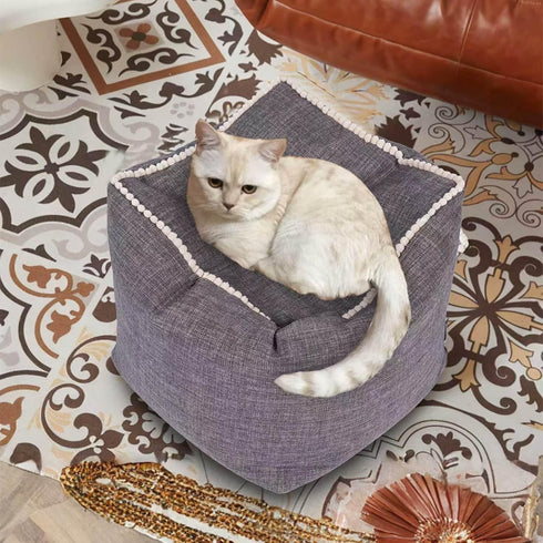 18 18 Inch Louis Donn x Unstuffed Storage Pouf Ottoman Cover, Square Cotton Linen Footstool Cover, DIY Bean Bag