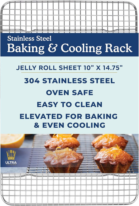Ultra Cuisine 10x14.75 inch Stainless Steel Baking Rack - Heavy Duty Wire Cooling Rack for Cooking and Baking