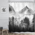 Riyidecor Misty Shower Curtain 72Wx72H Inch Foggy Snow Mountain Scenery National Park Smokey Tree Woodland Landscape Black Gray for Men Bathroom Decor Fabric Polyester Waterproof 12 Pack Hooks by Riyidecor